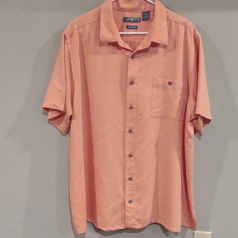 Campia means 2XL easy care orange short sleeve‎ button down rayon/poly blend
